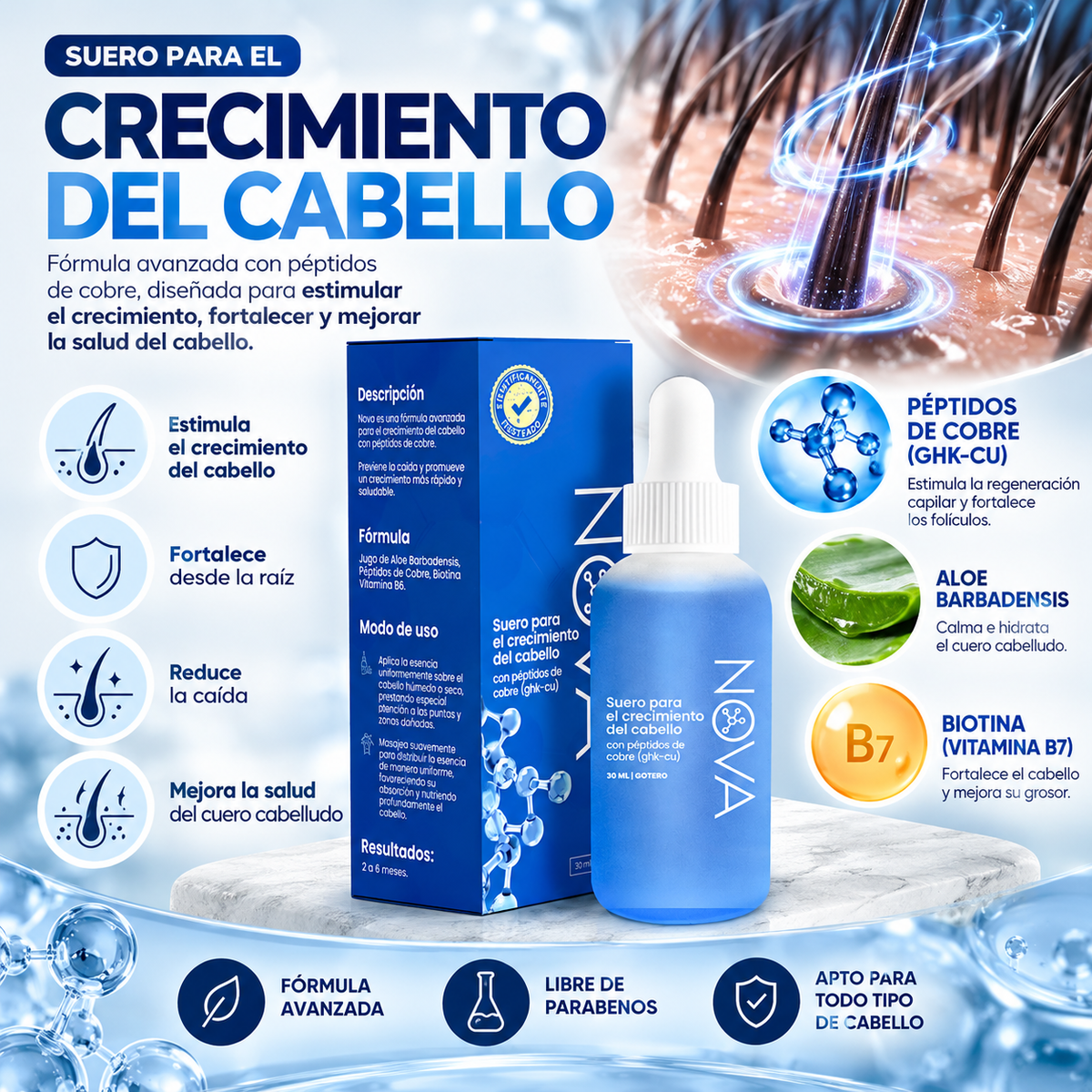 Nova - Suero para crecimiento de cabello